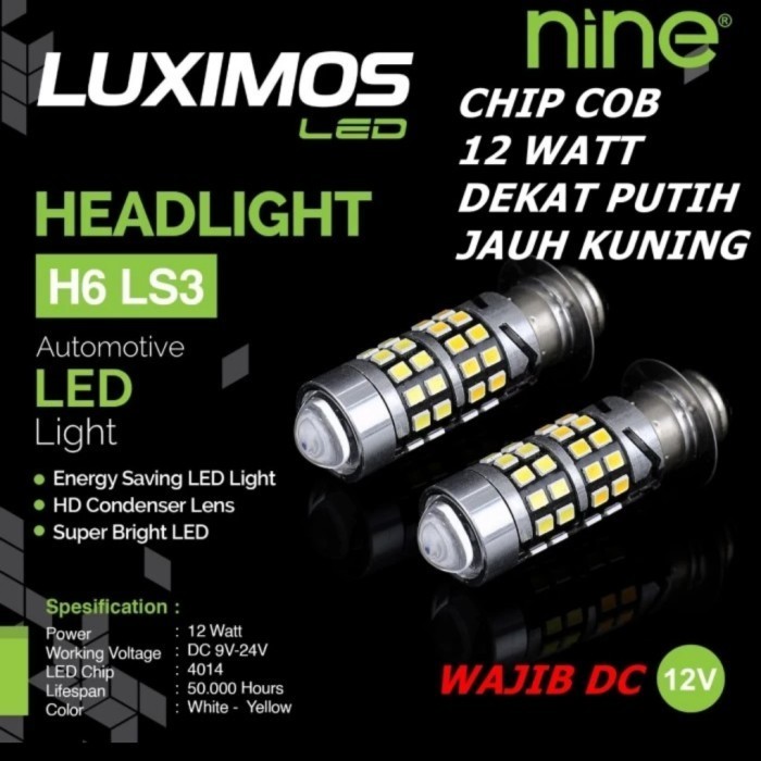 lampu  motor h6 luminos tipe LS2... low putih/high kuning grosir - luximos ls3