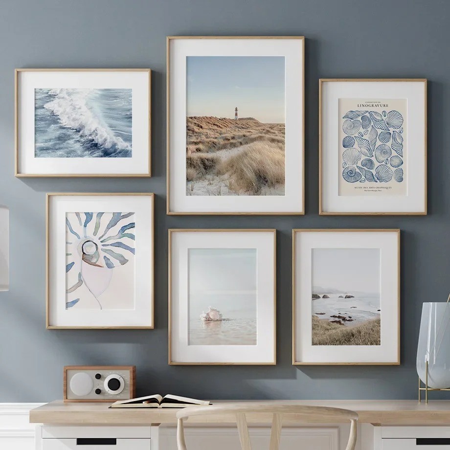 

Tropical Blue Sea White Sand Beach Conch Lighthouse Wall Art Home Decoration Nordic Posters and Prints Canvas Painting Picture