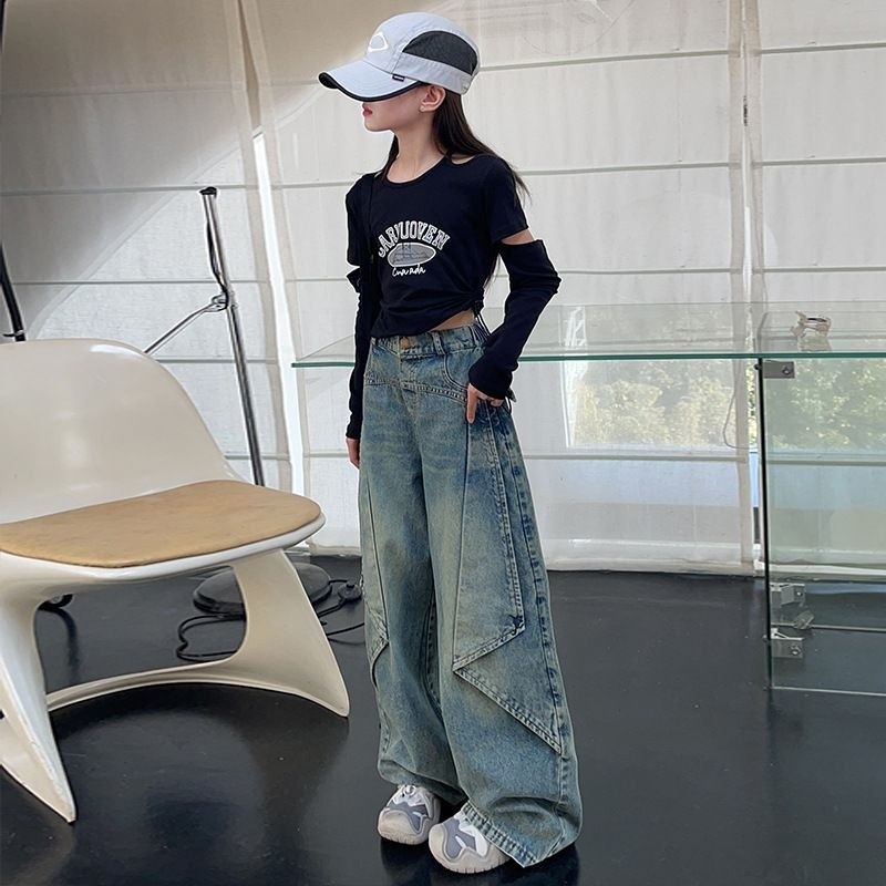 LMC74 Baju Set Anak Baju + Celana Denim Anak Baju Fashion Anak Kekinian