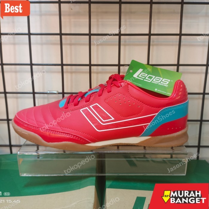 rekomendasi sepatu futsal Sepatu League Legas Futsal merah Pria Meister La Original Murah Ori - 39