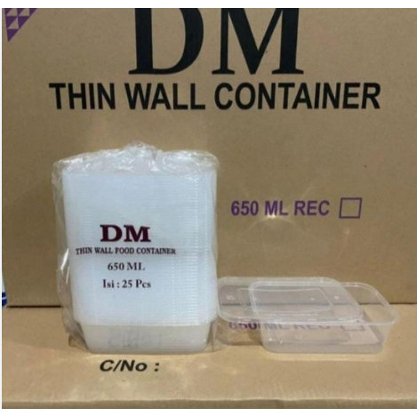 THINWALL DM 650 ML Rec(25 pcs) - 650ML Persegi Panjang ISI 25 Set - DM 650 rectangle