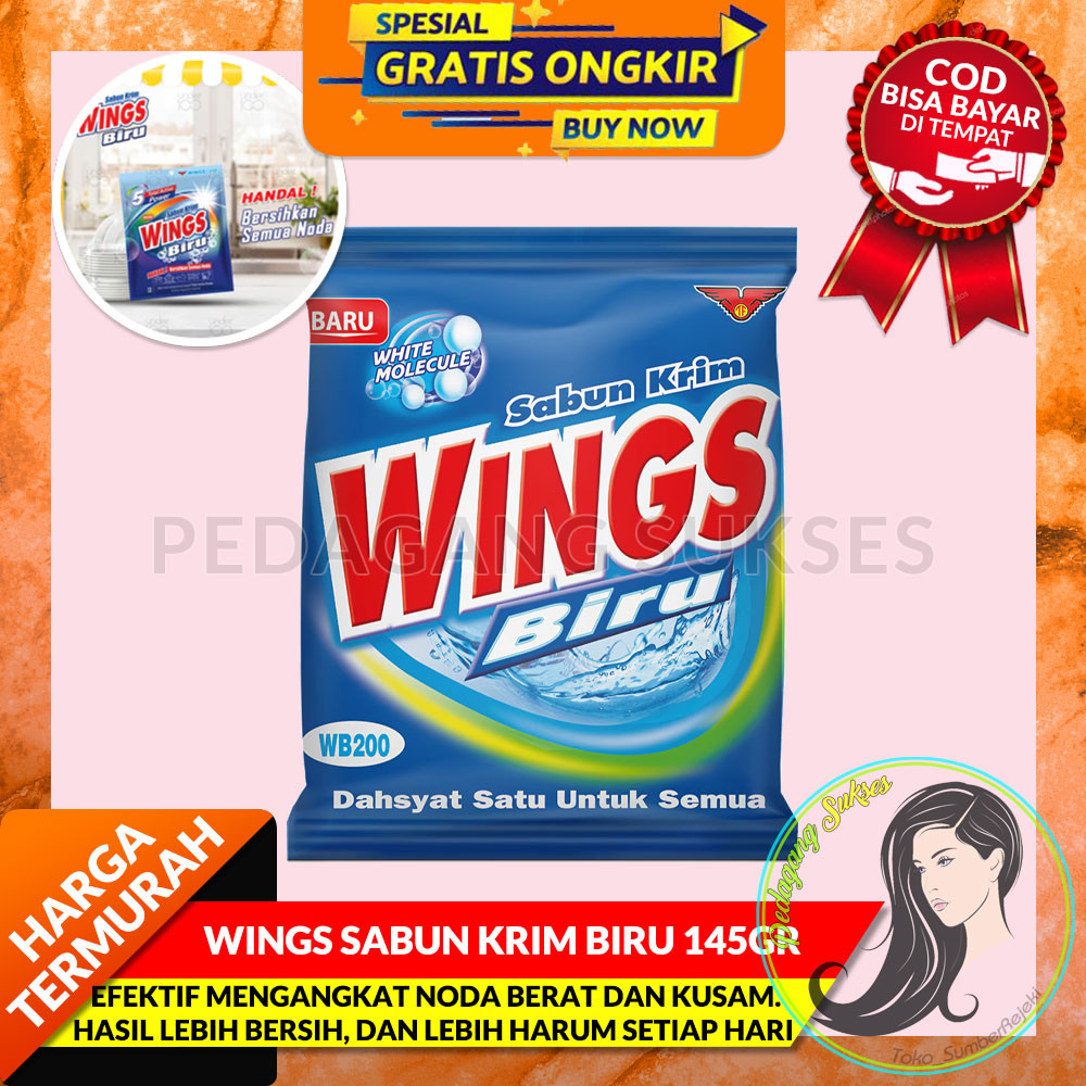 WINGS SABUN KRIM BIRU Sabun Colek  Krim Wings Biru 145 GR | Sabun Krim Detergent Sachet