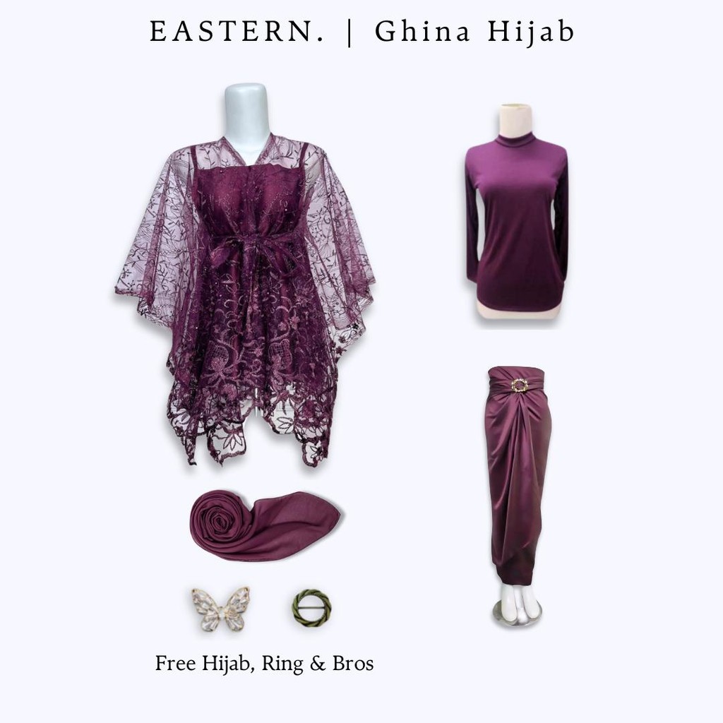 (FREE HIJAB) - Paket 6in1 Setelan Kebaya Hijab Setelan Kebaya Modern Pesta Wisuda Mewah