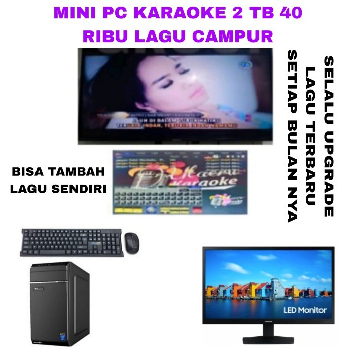 DISTRIBUTOR MINI PC KARAOKE 2 TERA/2TB 40 RIBU LAGU TERBARU PLUS MONITOR 19