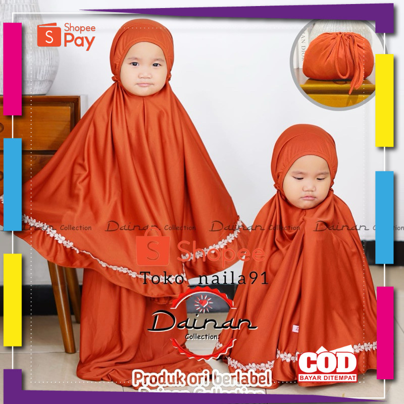 [PREMIUM ORIGINAL] Dainan Mukena Anak Renda Usia 2-3 Tahun Jersey Zoya
