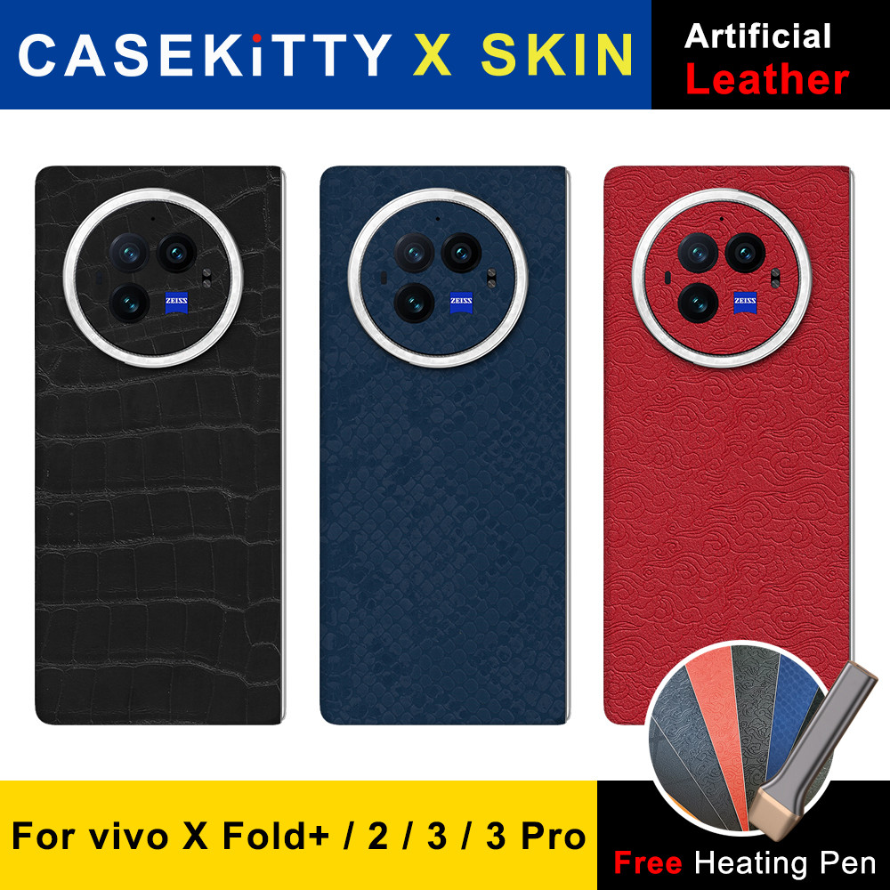 GARSKIN PELINDUNG CASEKiTTY Skin Wrap Luxury Leather For vivo X Fold 3 Back Film Fold 3 Pro Sticker 