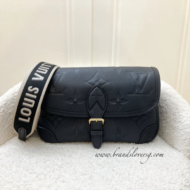 (Partial pyt) LV Diane Flap Bag in Black Monogram Empriente Leather with Black Strap