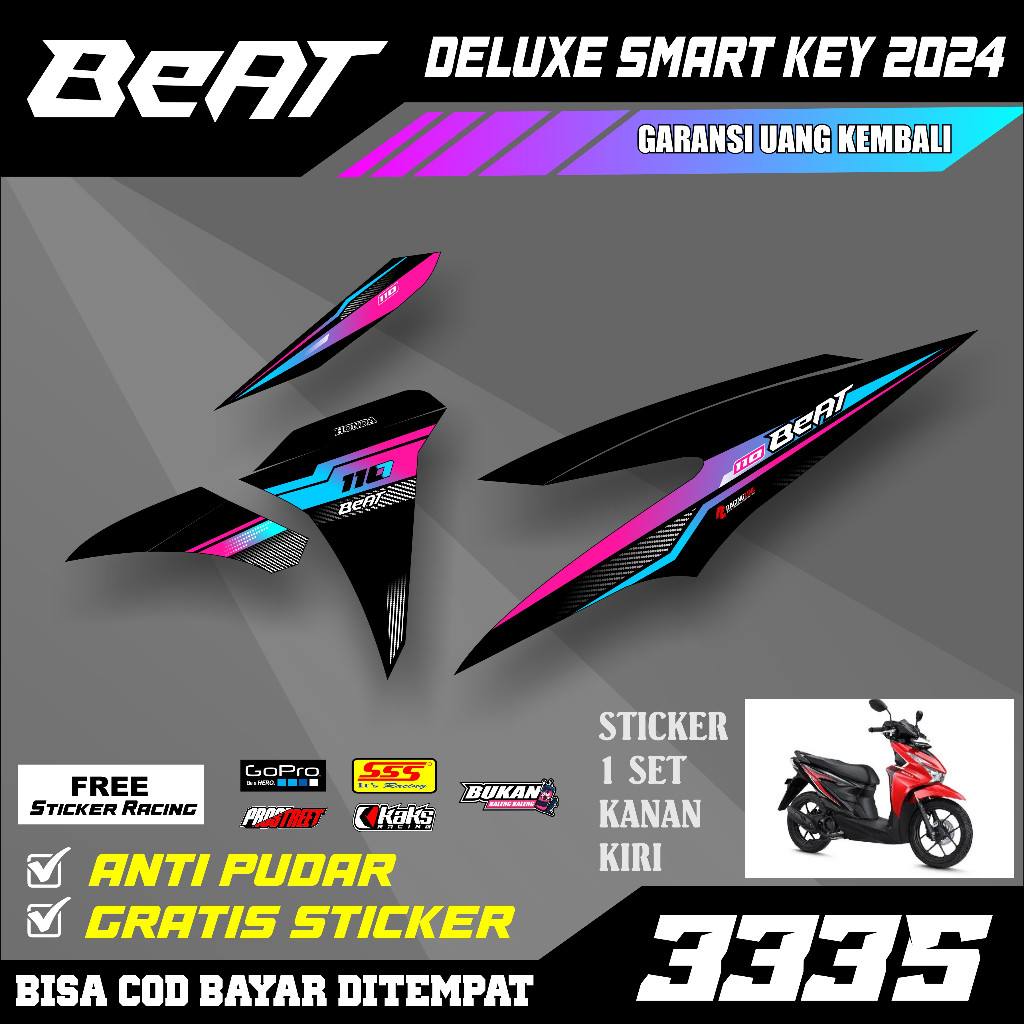 Striping Stiker Beat Deluxe New 2024 Smart Key Sticker List Variasi Motor Honda Beat Terbaru