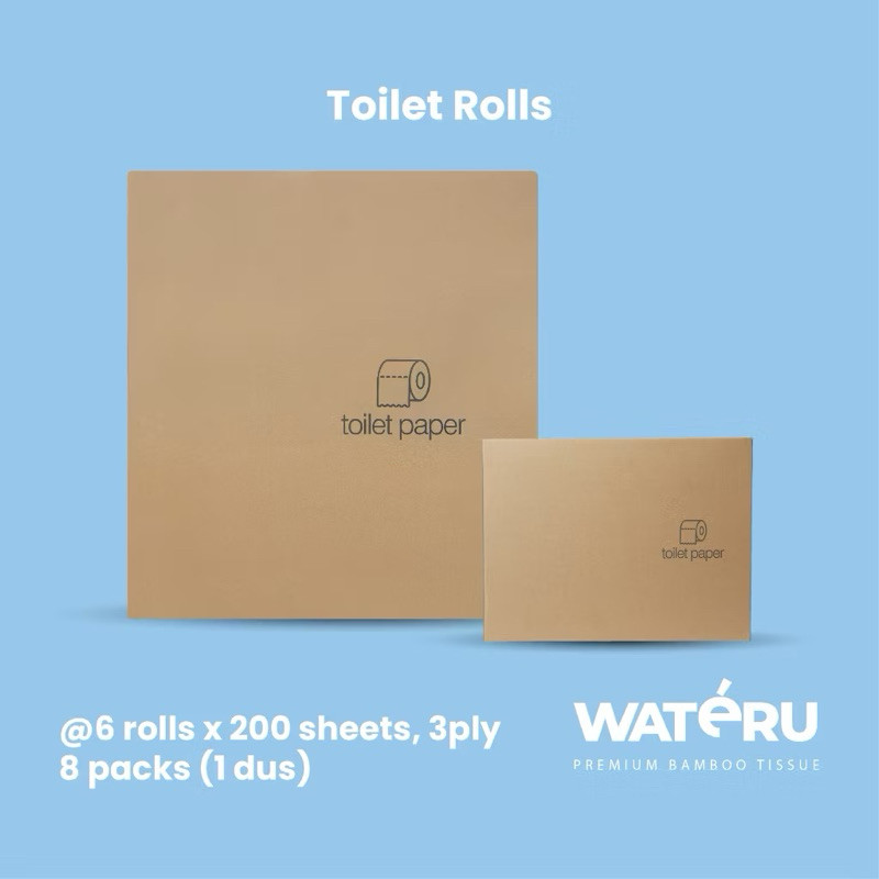 Wateru Natural Bamboo Tissue / Tisu Bambu - TOILET ECOPACK 6 rolls