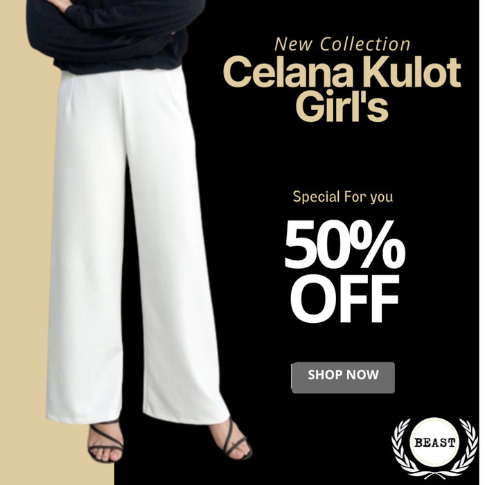 Celana Kulot Scuba Cubit Polos Wanita JUMBO XL XXL BIGSIZE Murah - Putih, XL /Kulot New 2025