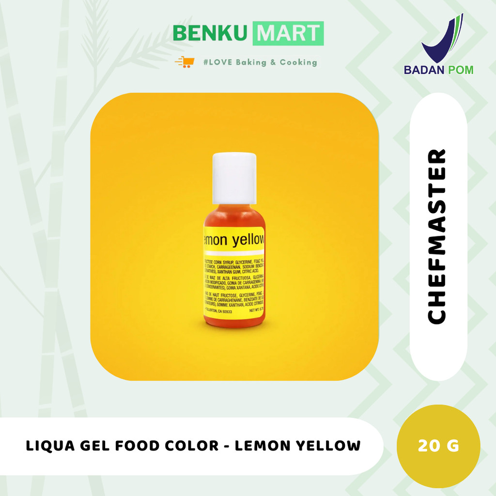 

Chefmaster LEMON YELLOW Liqua Gel Food Color 20 gr Pewarna Makanan 20ml