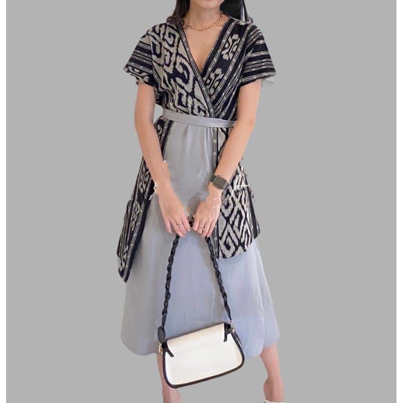 READY STOCK - Dress naomi tenun - dress tenun wanita - dress etnik - dress tenun - naomi midi dress 