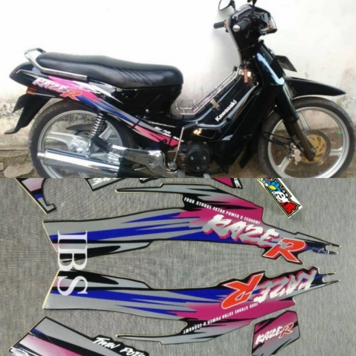 STRIPING KAZE R UNGU 1998 STIKER KAWASAKI LIS STANDAR ORI POLET POLET