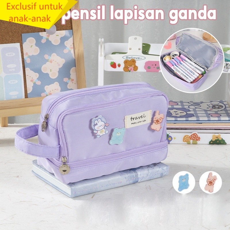 

Besar Jumbo Pencil Cases Large Capacity Pencil Bag Pouch Holder Box for Girls Office Student Stationery Organizer School Sayang