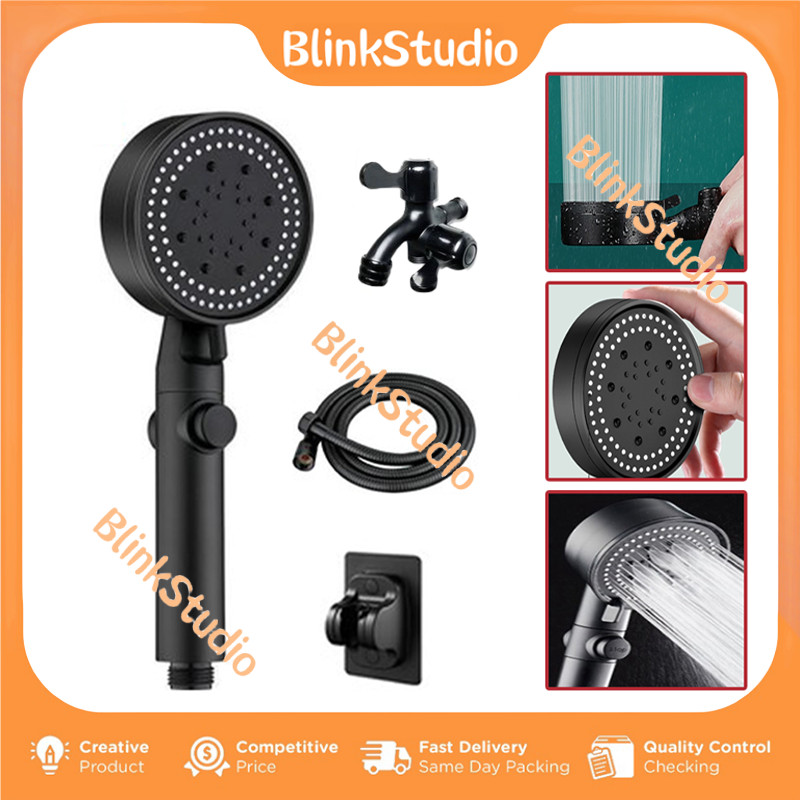 Kepala Shower Mandi Hitam/Portable Kamar Mandi Shower Set