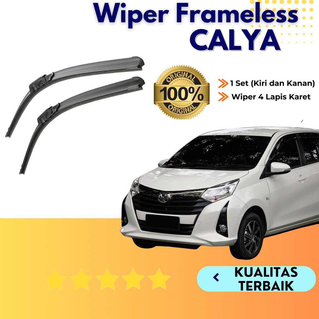 (BISA COD) Wiper Calya Sigra Sapuan Kaca Mobil Model Frameless Banana Karet 1 Set Ori Variasi Wiper 