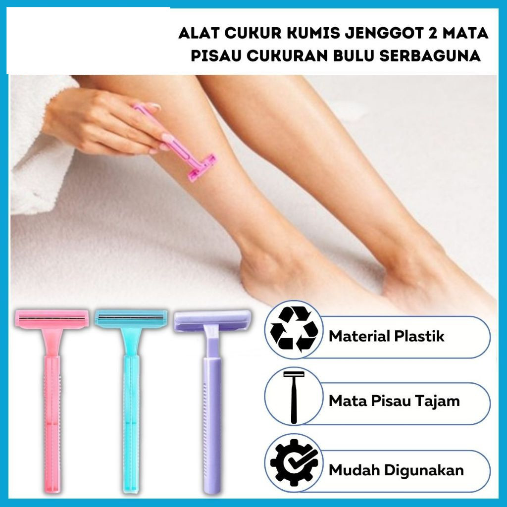 Alat Cukur Kumis dan Jenggot 2 Mata Pisau Cukuran Bulu Kemaluan Ketiak Rambut Kaki Manual Razor Doub