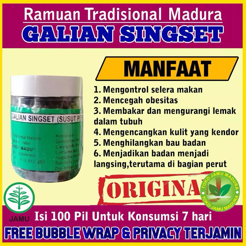 Obat Diet Alami Jamu Herbal Pelangsaing Badan Galian Singset Susut Perut Tradisional ASLI Madura [ST