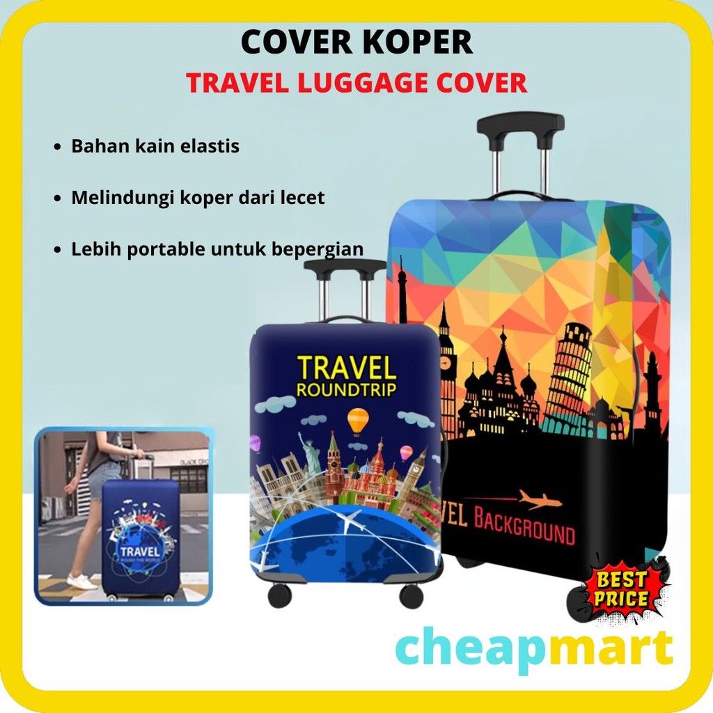 MOTIF Cover Koper Sarung Pelindung Koper Elastis Luggage Cover Lucu Tebal Bahan Premium Penutup Anti