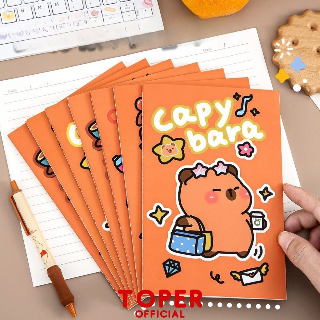 

TOPER Buku Tulis A5 Isi 4 pcs 28 Lembar Per Motif Capybara Note Book Motif Kapibara Kartun Lucu