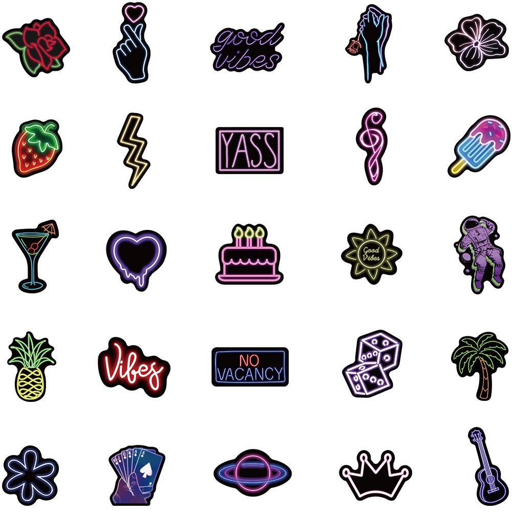 

Stiker Neon Light Keren Stiker Lucu Graffiti Decal Vinyl Anti Air- Sticker Aesthetic Buku Journal Koper Casing HP Laptop Helm Motor