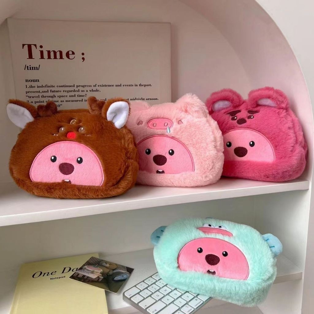 

7.7 GAGALU Tempat Pensil Bulu Halus Loopy / Pouch Makeup Lucu Unik Rusa Hangdoyon