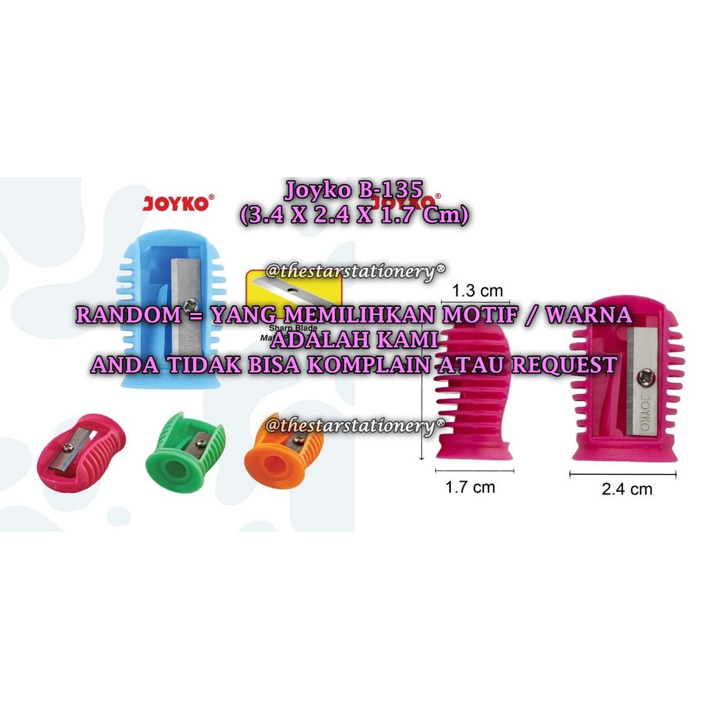 

(1 Biji) GROSIR Rautan Tabung JOYKO B-135 / Rautan Serutan Sharpener Joyko B-135 RANDOM (1 Biji)