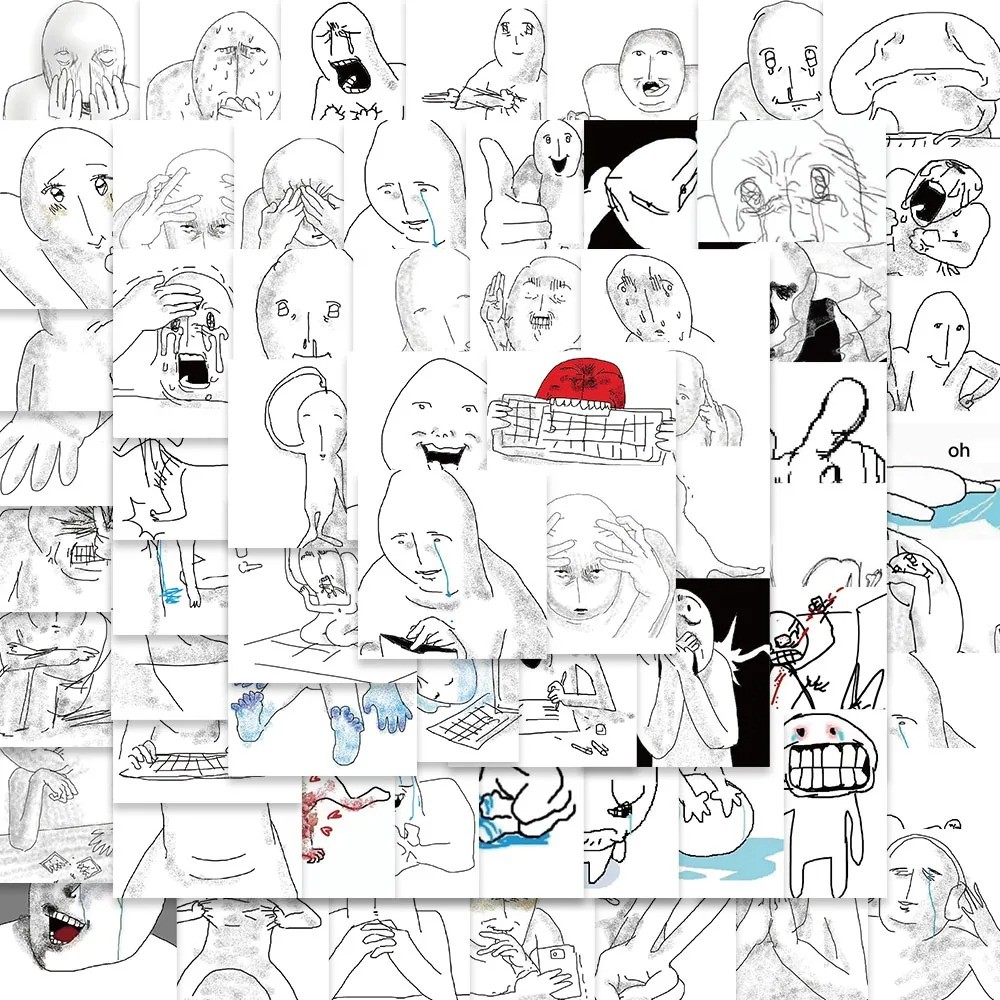 

10/30/62pcs Emotional Breakdown Mental State Meme Sticker Funny Sticker Scrapbook DIY Child Phone Stationery Supply for Kid Toys