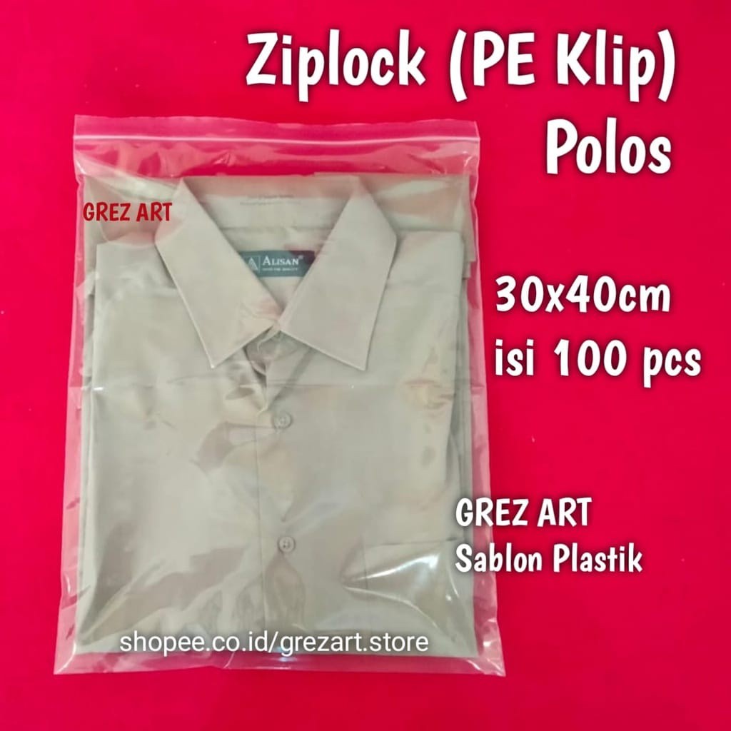 READY STOK - Plastik Klip Ziplock 30x40 (isi 100pcs), Plastik Baju Kaos Murah Original