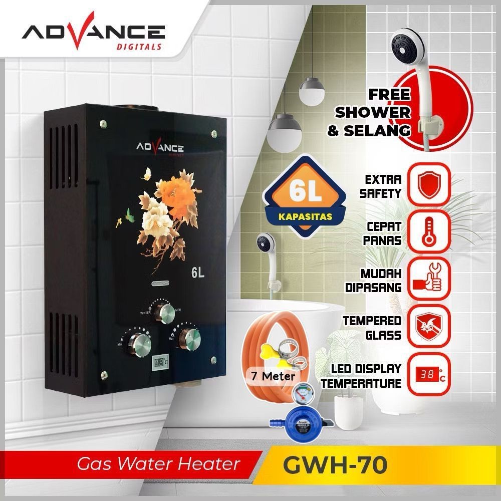 

Advance Water Heater Gas 6L Digital LED Instant water heater gas/Pemanas Air GWH 50 - MURAH!!!