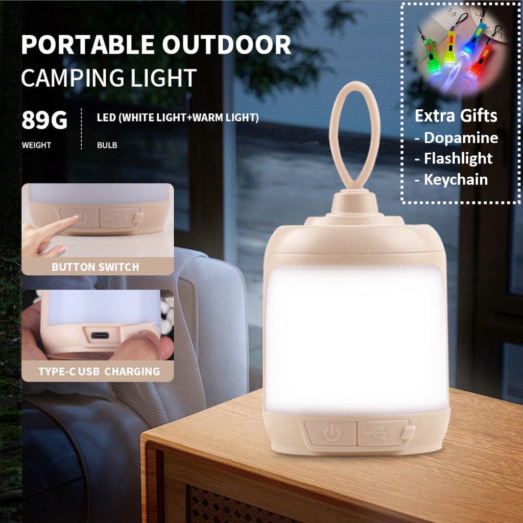 Extra Gift 3Colors Waterproof Tiny Outdoor Camping Light USB-C Rechargeable LED Super Bright Tent Li