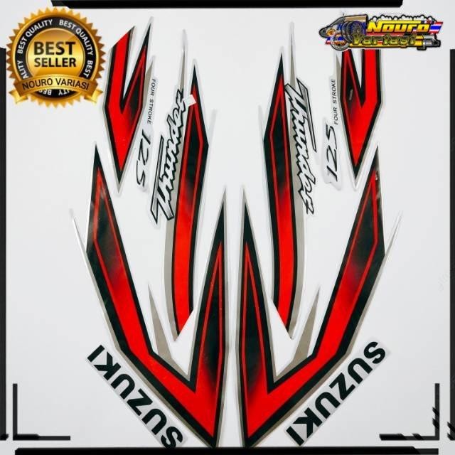 COD aksesoris Motorcycle striping suzuki thunder 125 silver lis merah 2006 2007 list body motor stan
