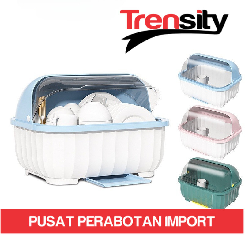 Rak Piring Tertutup Plastik Tempat Piring Sendok Minimalis Pengering Mini Tutup C29 *TRENSITY*