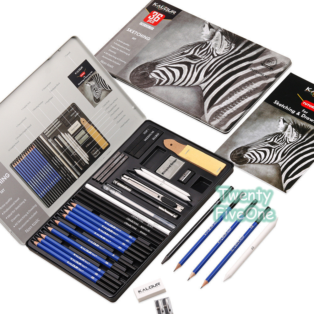 

Drawing Pencil Gambar Set 36 PCS Drawing Sketch Pencil Set Tin Box Pensil Gambar