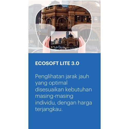 Lensa Progressive Polycore ECOSOFT LITE 3.0 FREEFORM PROGRESIF Tersedia Fitur Anti Blue Ray Photochr