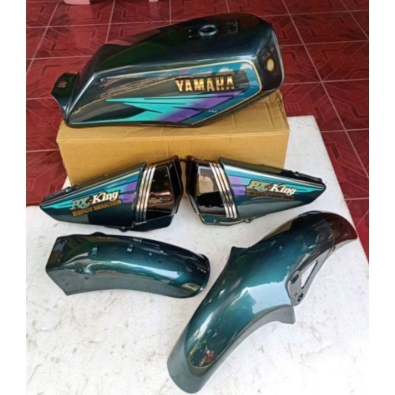 body fullset Yamaha RX king tahun 1995 warna hijau set stiker dan emblem