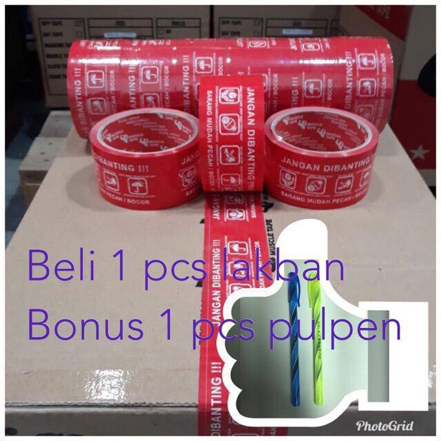 

RGT - 1 ROLL LAKBAN FRAGILE MUSCLE 2 INCH 48 MM X 50 YARD BONUS 1 PULPEN JANGAN DIBANTING