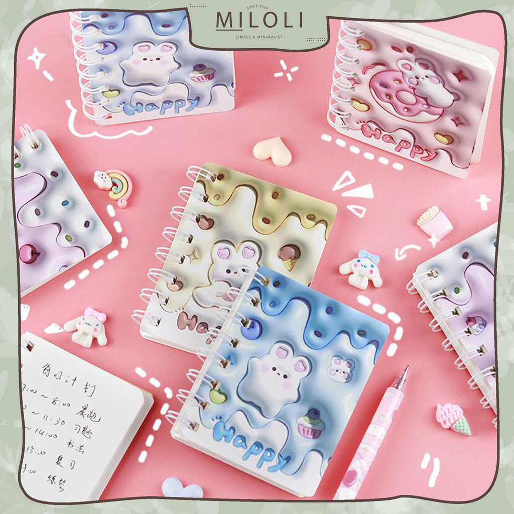 

[MILOLI] 1Pcs BUKU MINI HAPPY RABBIT A7 Polos Diary Notebook Kecil Motif Flower Buku Mini Catatan Garis - E0060