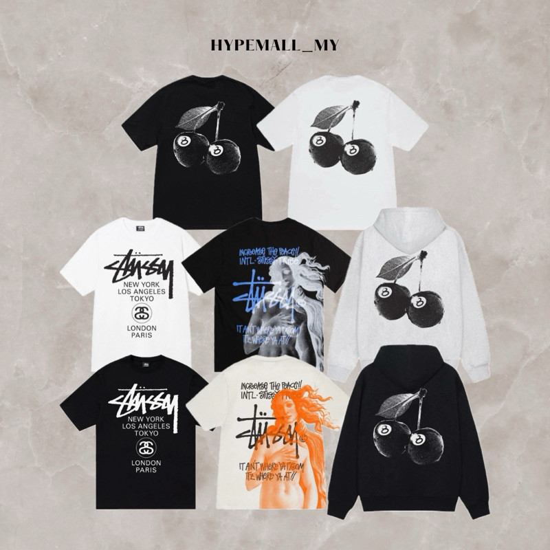 [100% Original] Stussy Graphic Tee Collection 24 (Cherry, Cherries Tee and Hoodie / World Tour / Ven