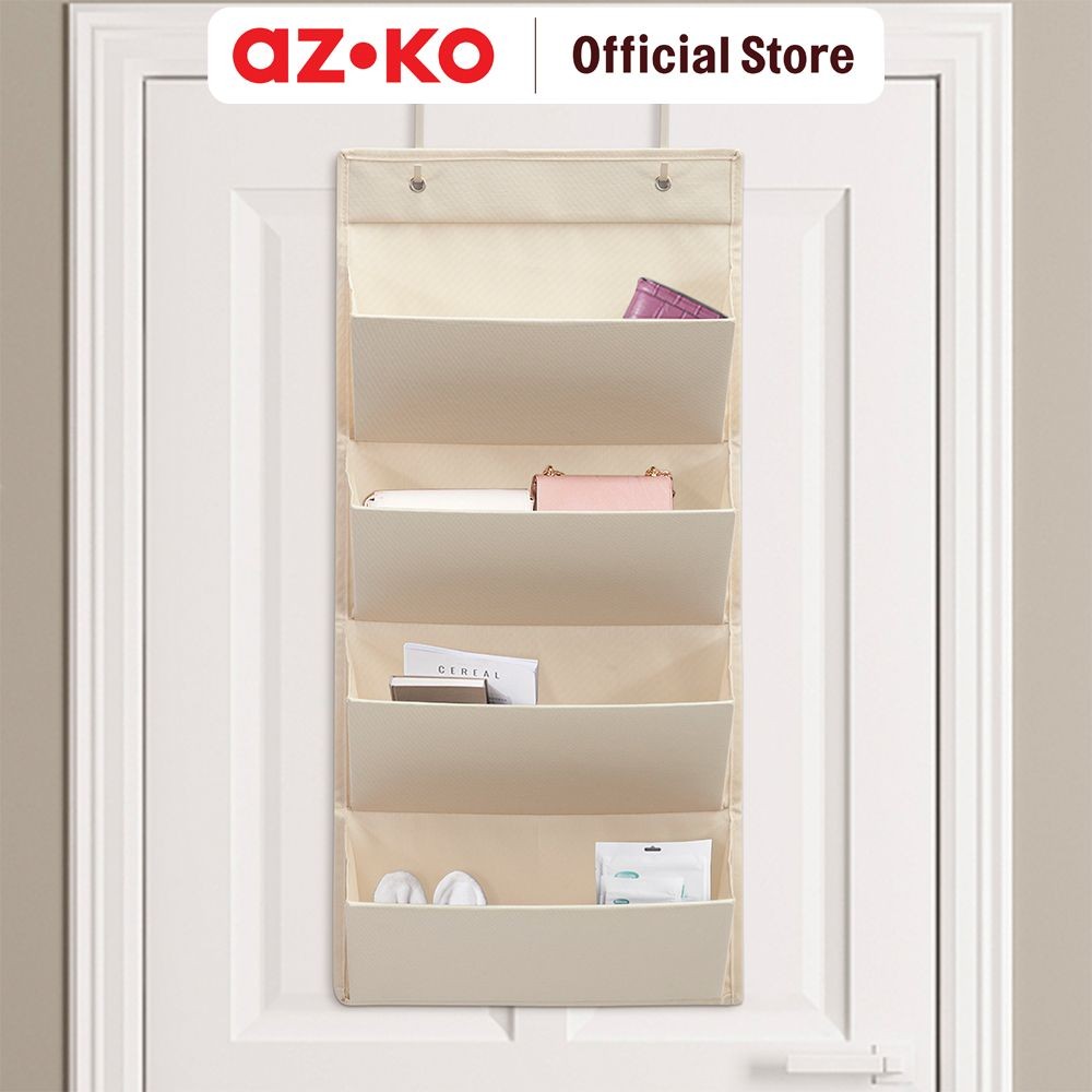 AZKO Stora 33x72 cm Organizer Gantung - Krem Beige Kompartemen Serbaguna Organizer Pouch Dinding Dan