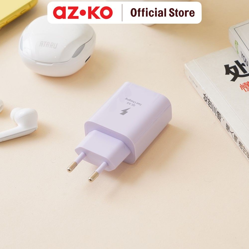 AZKO Ataru Kepala Charger Dual Usb A & C 30 watt - Ungu Head Charger Kepala Casan Colokan Adapter Ca