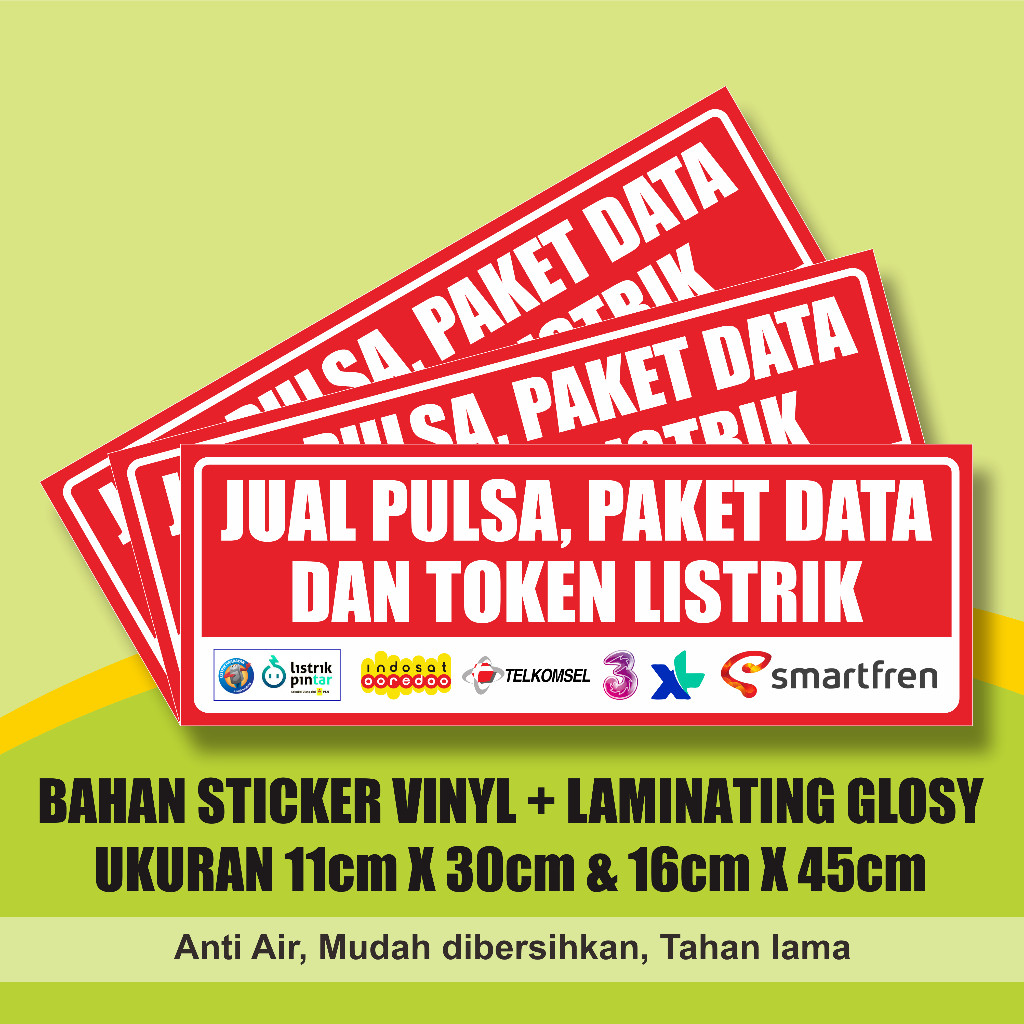

Stiker Jual Pulsa, Stiker Jual Token Listrik, Stiker Jual Paket Data
