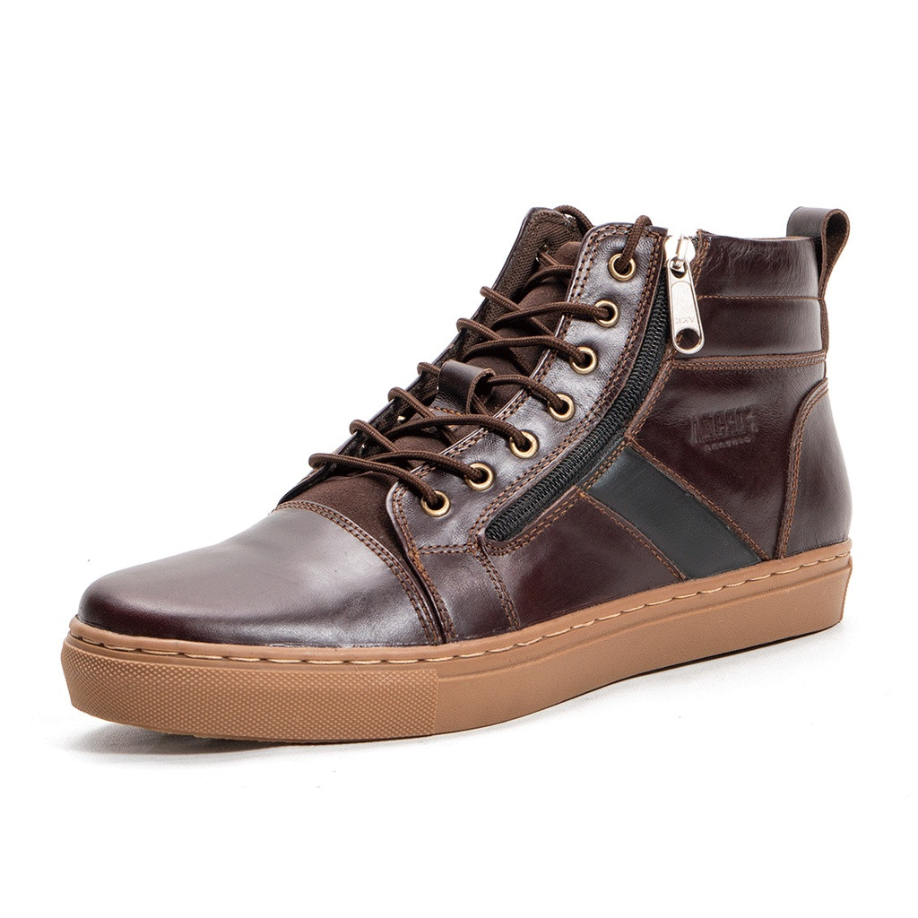 Sepatu Pria Casual Sneakers Kulit Asli Mahanta High Top Leather Q74
