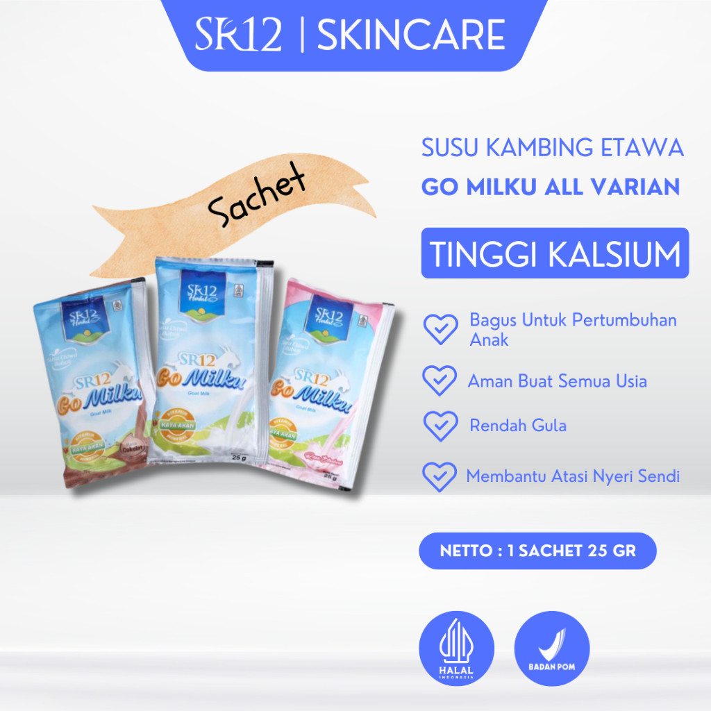 

Go Milku SR12 Susu SACHET 25gr GOMILKU Original Cokelat Stroberi Susu Kambing Etawa ASLI HALAL BPOM