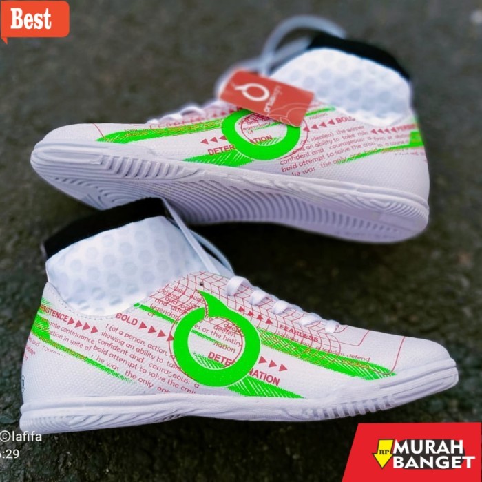 rekomendasi sepatu futsal sepatu futsal tinggi ortus grade ori - Putih, 38
