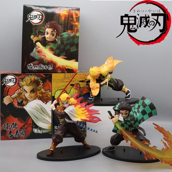 action figure demon slayer rengoku tanjiro zenitsu agatsuma statue pvc