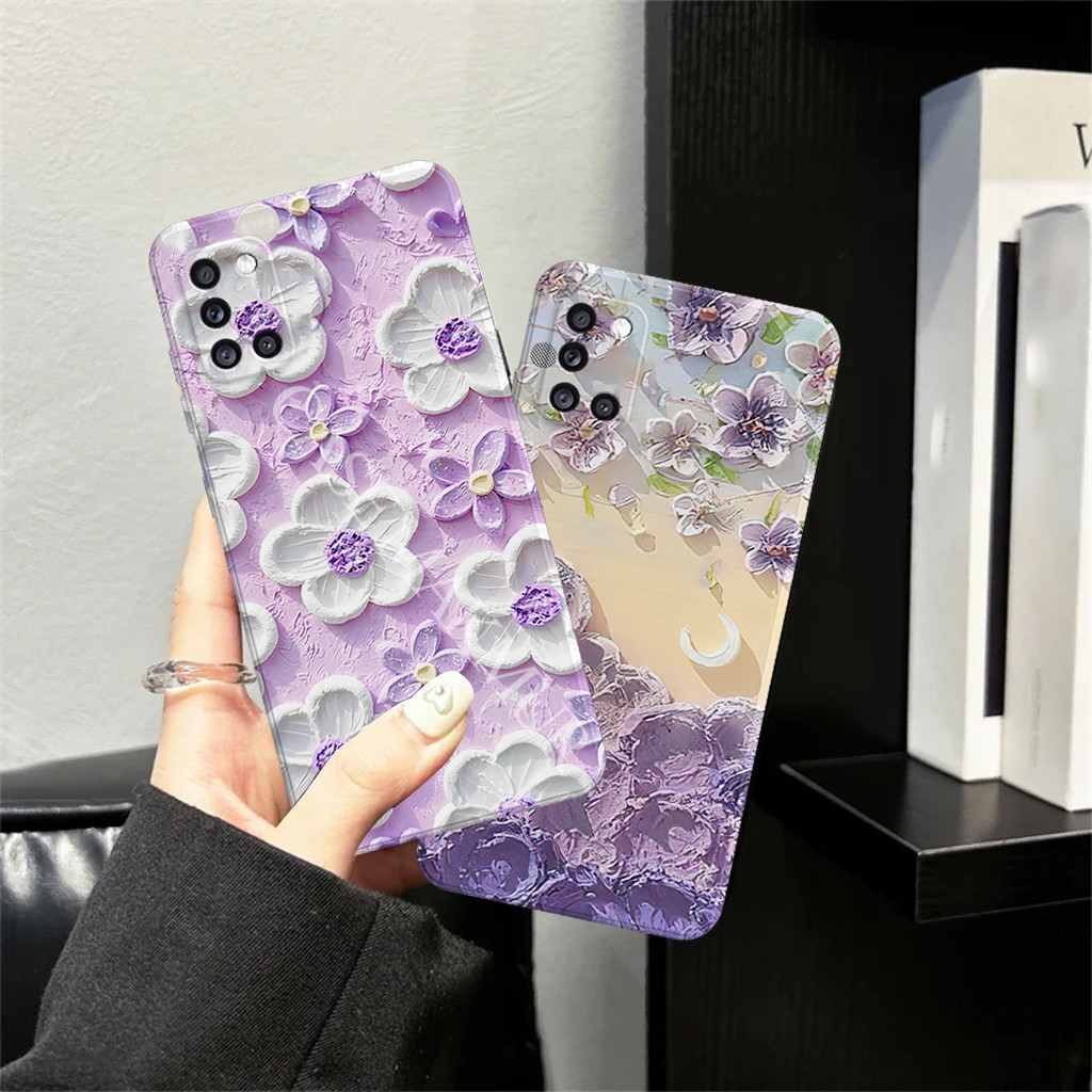 Casing Fl0wer Untuk Samsung A51 A71 A31 A02s A03s Soft Case Pro Kamera Bumper Pelindung