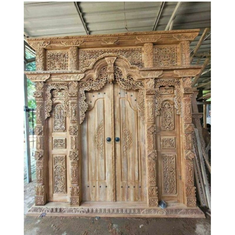 Pintu Gebyok Jawa/Pintu Rumah Gebyok Modern Ukir Jepara Ful Kayu Jati Asli