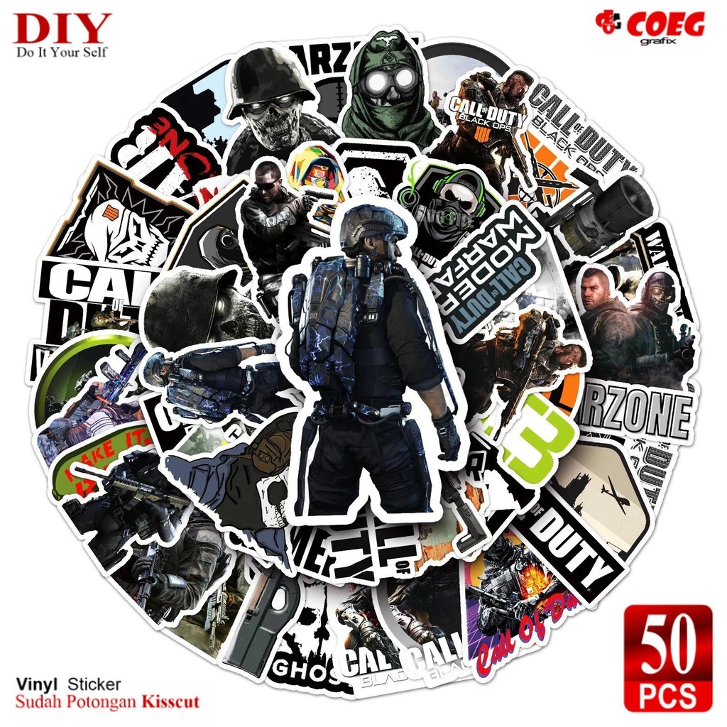 

50PCS Stiker Cool Call of Duty (COD) CG110 - Decal Grafiti Vinyl untuk HP, Koper, Laptop, Skateboard, DIY, dan Hadiah
