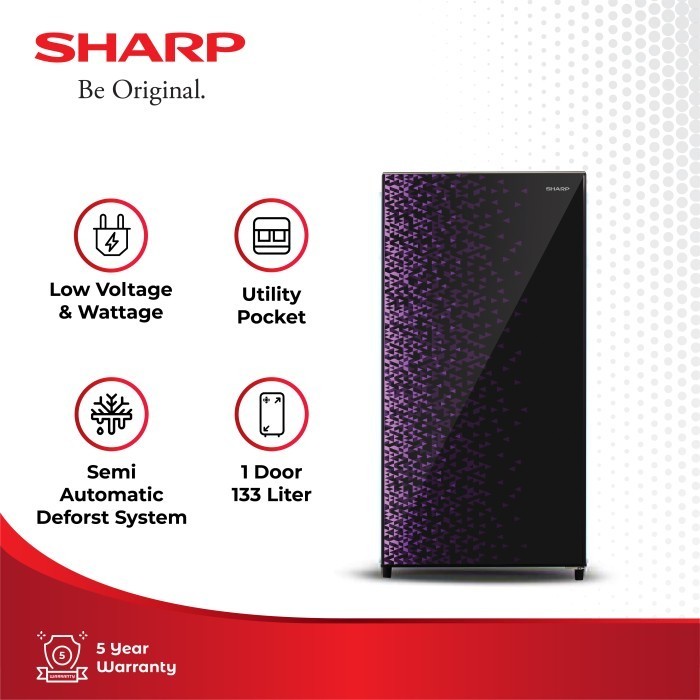 [CIREBON] SHARP Kulkas 1 Pintu 128 Liter SJ-X165MG-GB / SJX 165 MGGB Shine Magneglas Series